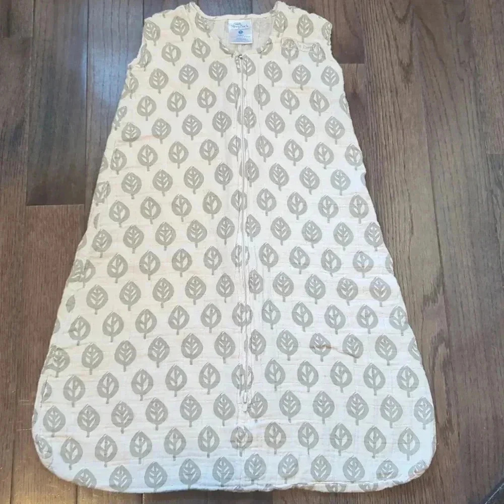 Halo Muslin Cotton Gray Leaf Pattern Sleep Sack